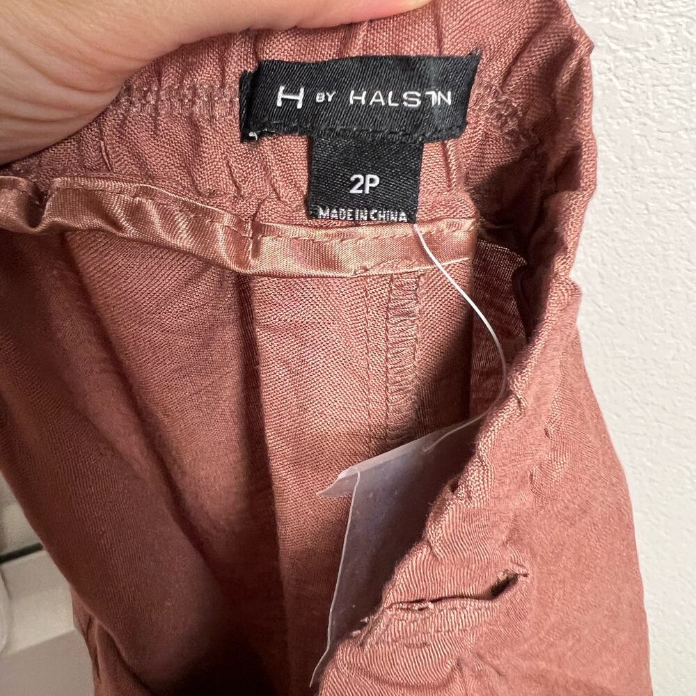 H by Halston New Linen Blend Wide Leg Pants in Adobe Size 2 Petite - Picture 8 of 8